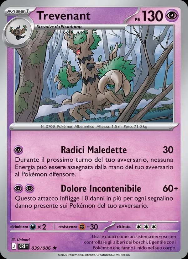 Trevenant card in Italian