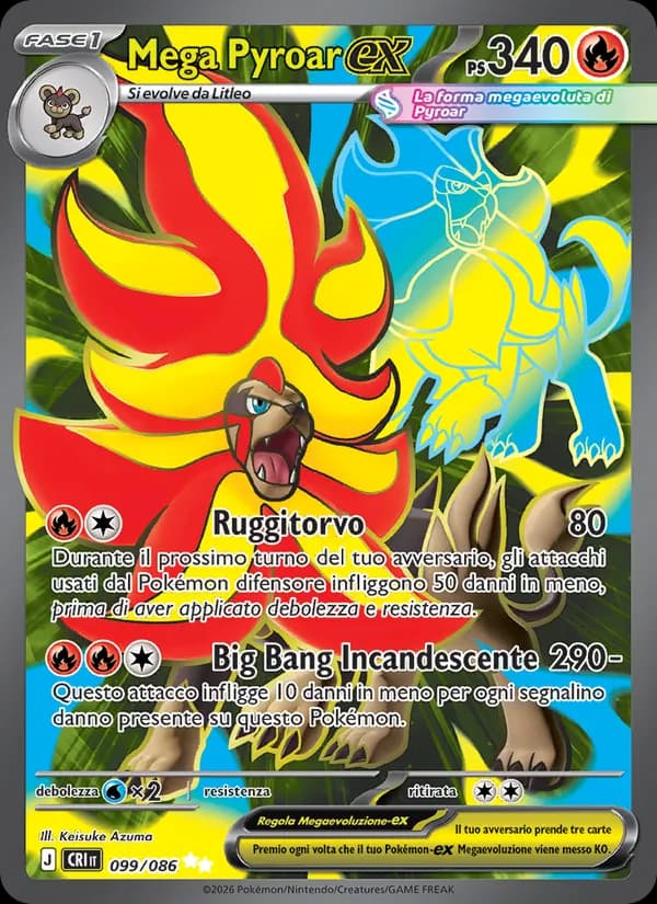 Mega Pyroar-ex card in Italian