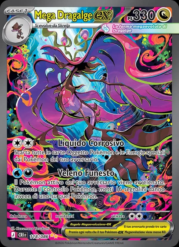 Mega Dragalge-ex card in Italian
