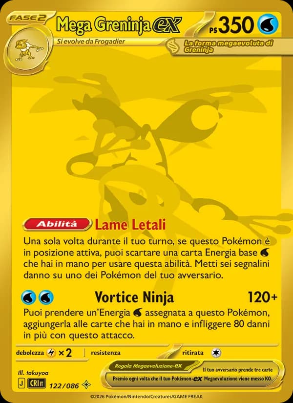 Mega Greninja-ex card in Italian