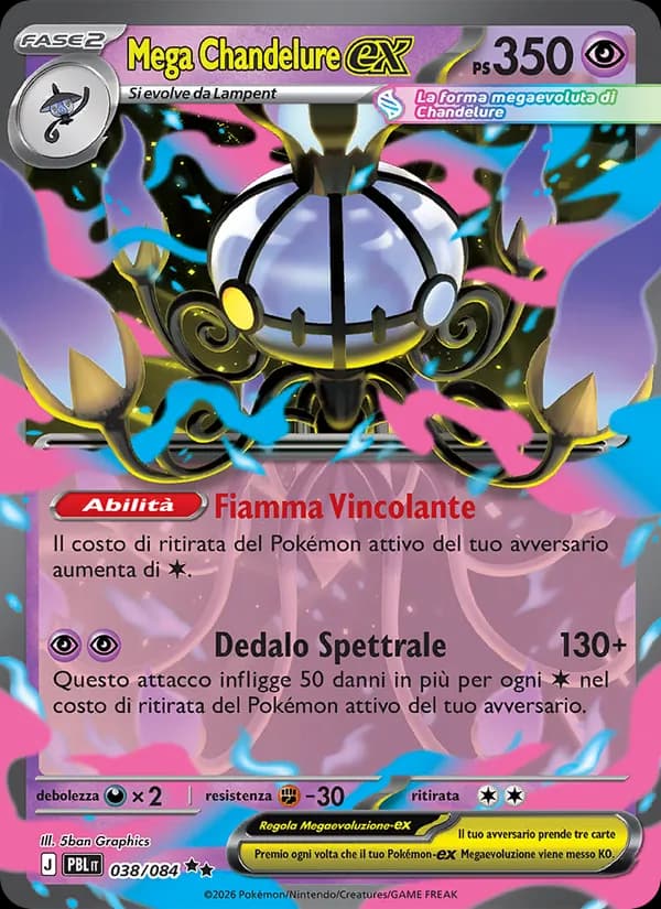 Mega Chandelure-ex card in Italian