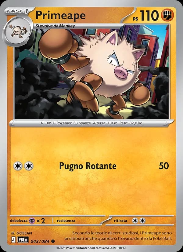 Primeape card in Italian