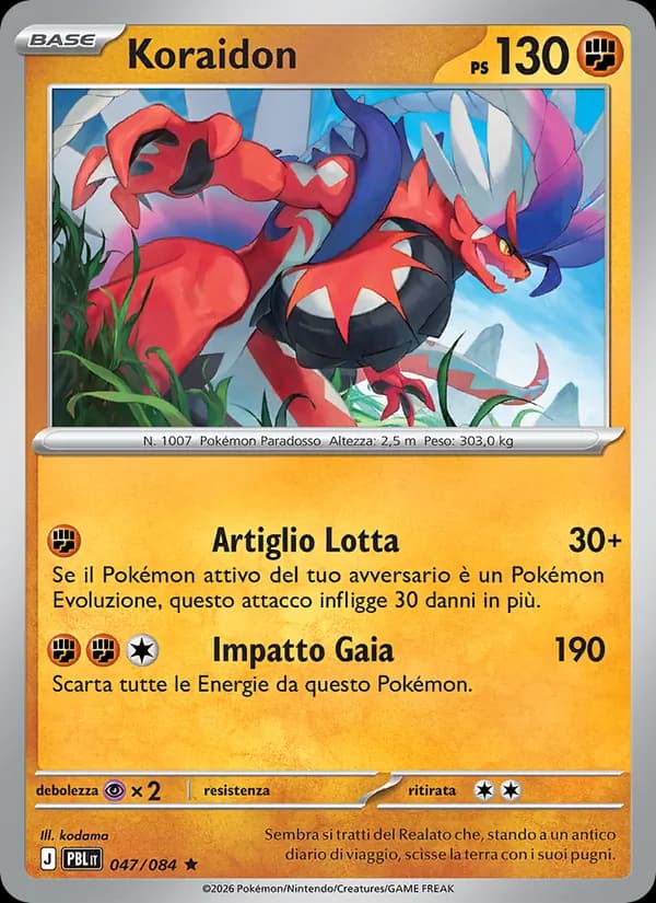 Koraidon card in Italian
