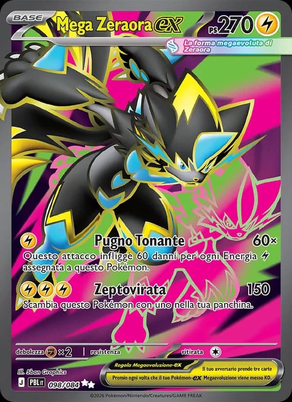 Mega Zeraora-ex card in Italian