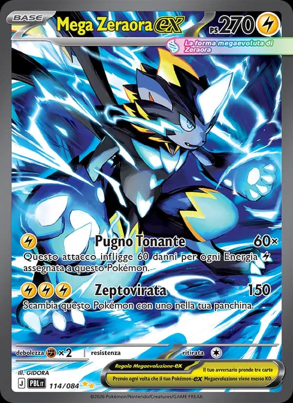 Mega Zeraora-ex card in Italian
