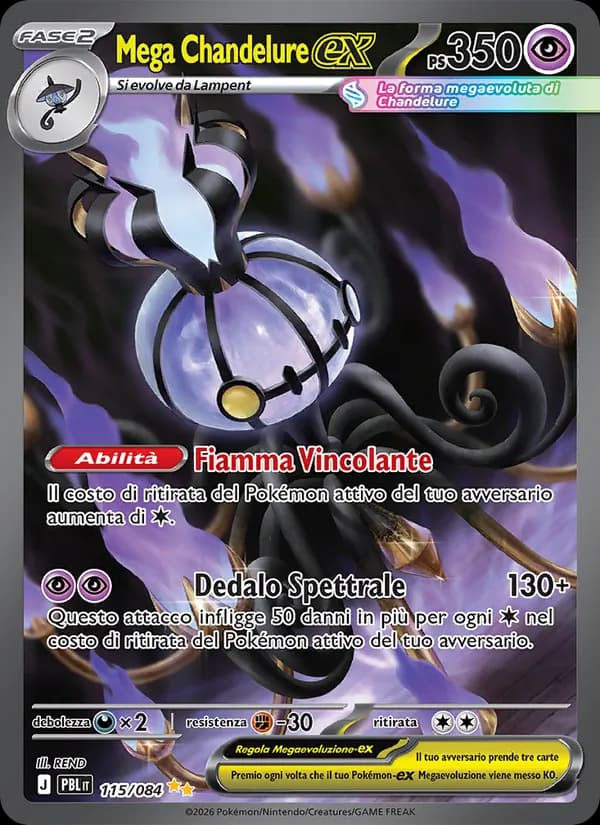 Mega Chandelure-ex card in Italian