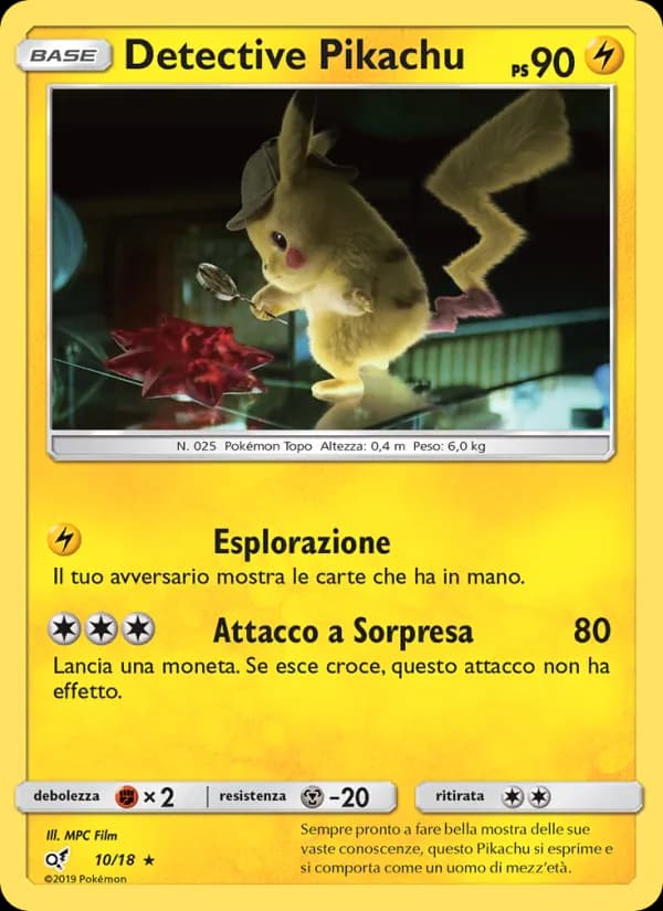 Detective Pikachu card in Italian