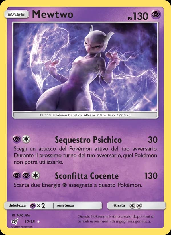 Mewtwo card in Italian