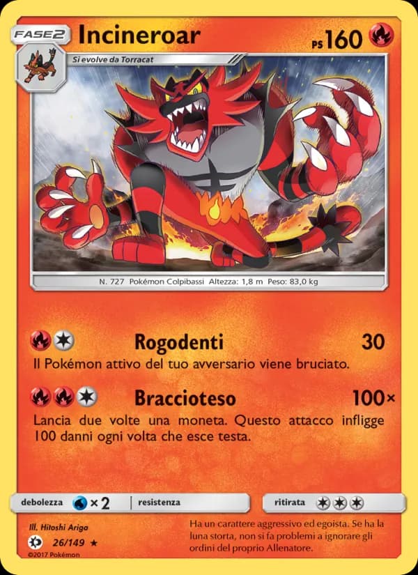 Incineroar card in Italian