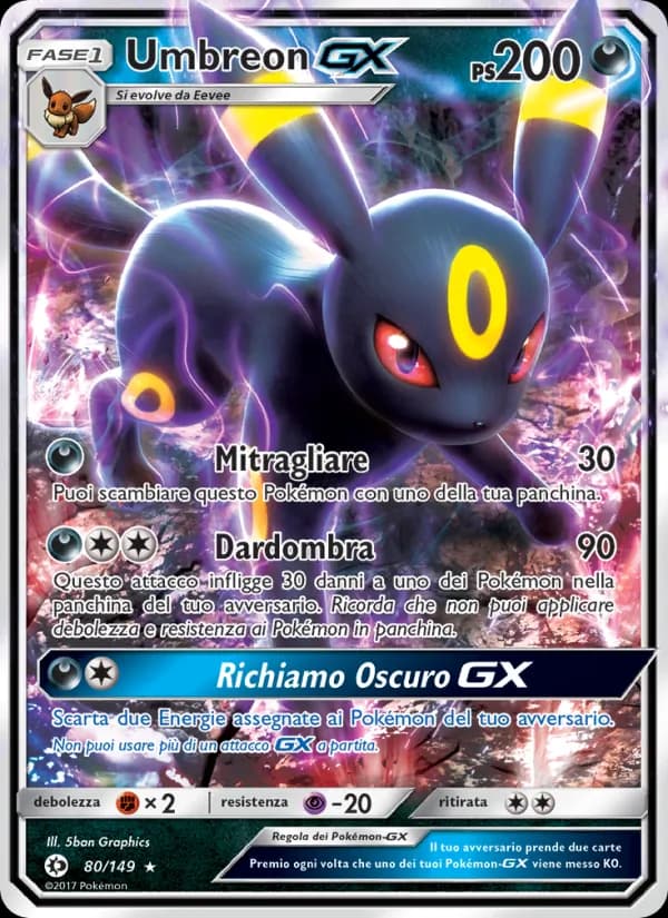 Umbreon GX card in Italian