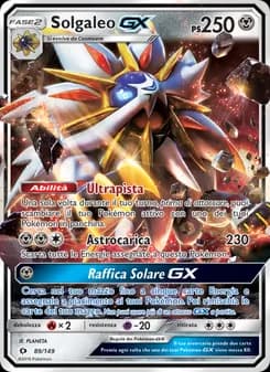 Solgaleo GX card in Italian