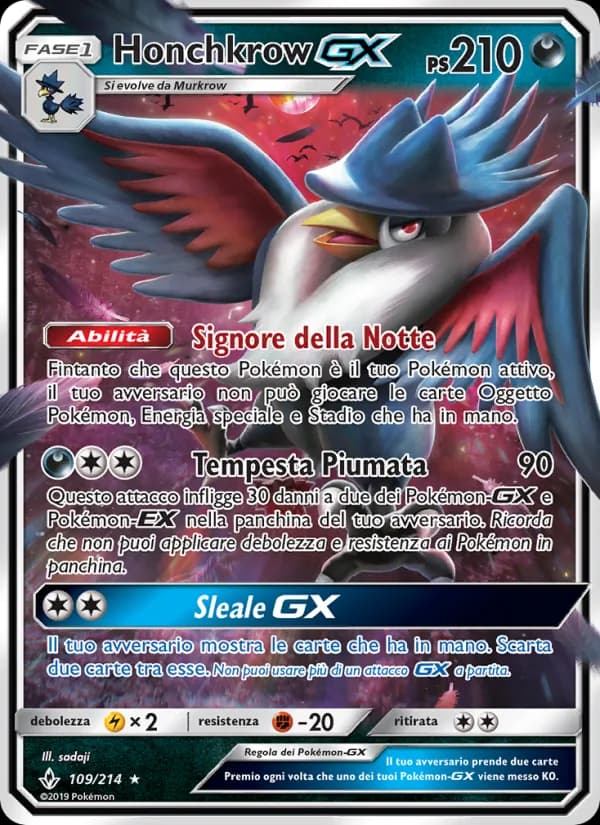 Honchkrow GX card in Italian