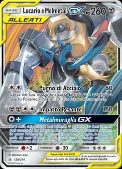 Lucario e Melmetal GX card in Italian