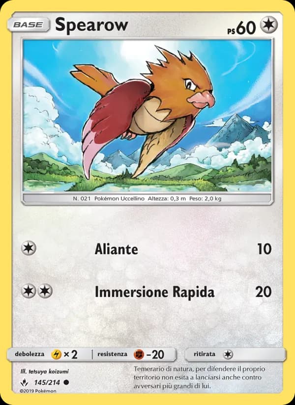 Spearow card in Italian