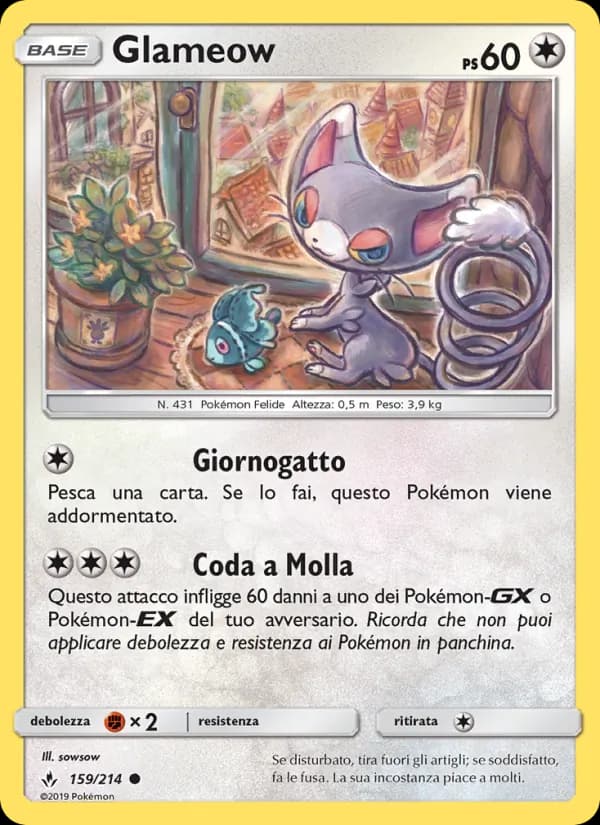 Glameow card in Italian