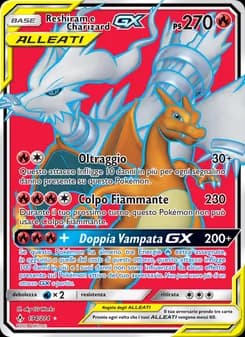 Reshiram e Charizard GX card in Italian