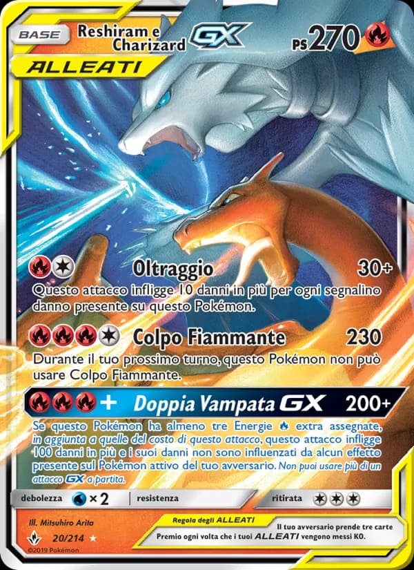 Reshiram e Charizard GX card in Italian