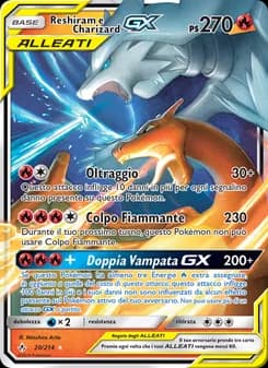 Reshiram e Charizard GX card in Italian