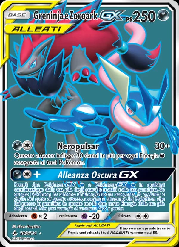 Greninja e Zoroark GX card in Italian