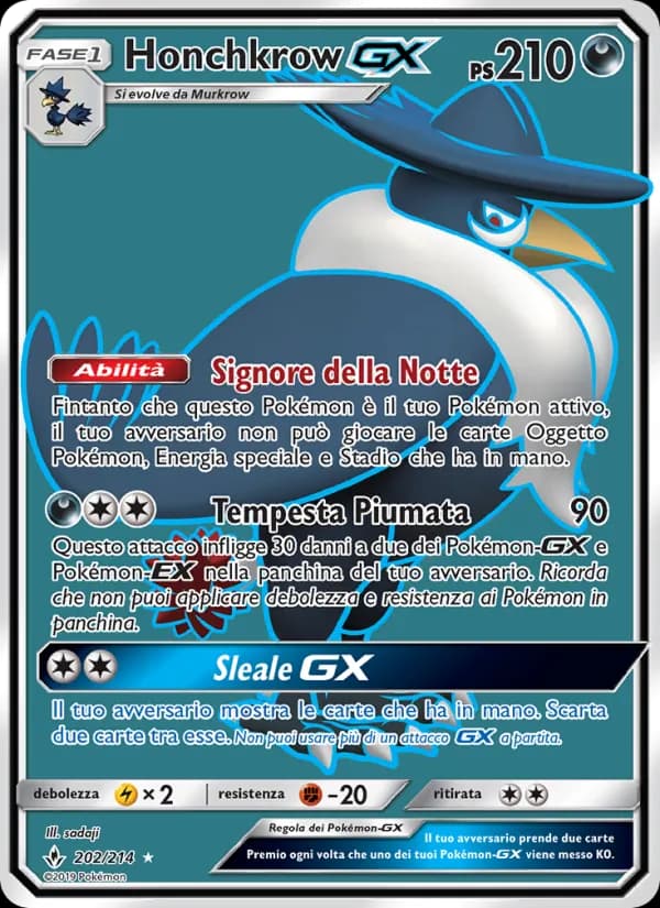 Honchkrow GX card in Italian