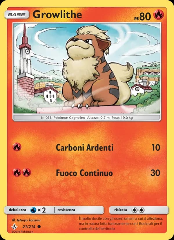 Growlithe card in Italian
