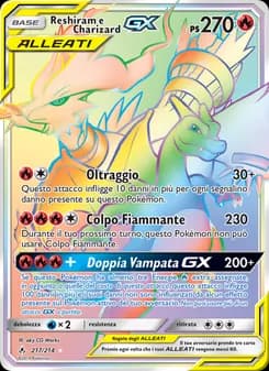 Reshiram e Charizard GX card in Italian