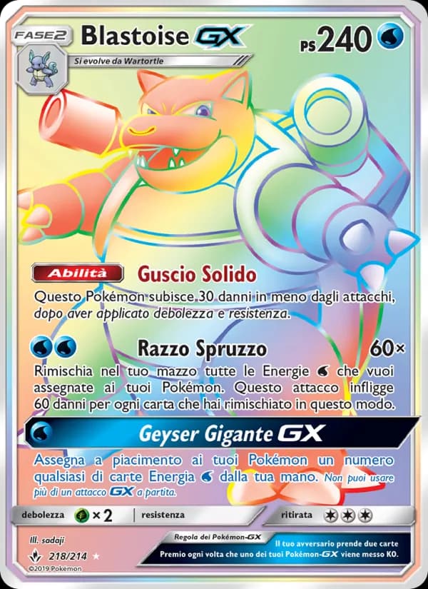 Blastoise GX card in Italian