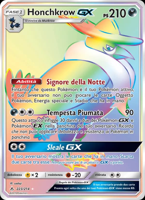 Honchkrow GX card in Italian