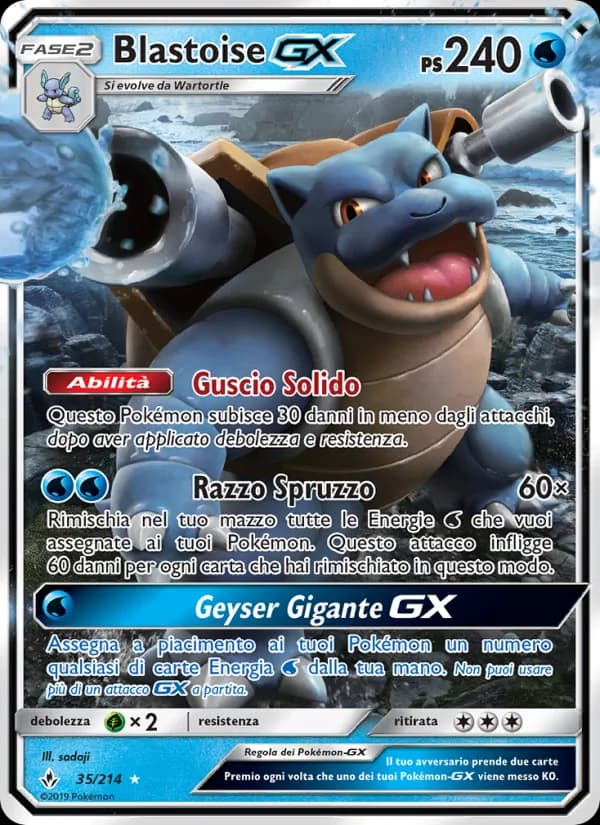 Blastoise GX card in Italian