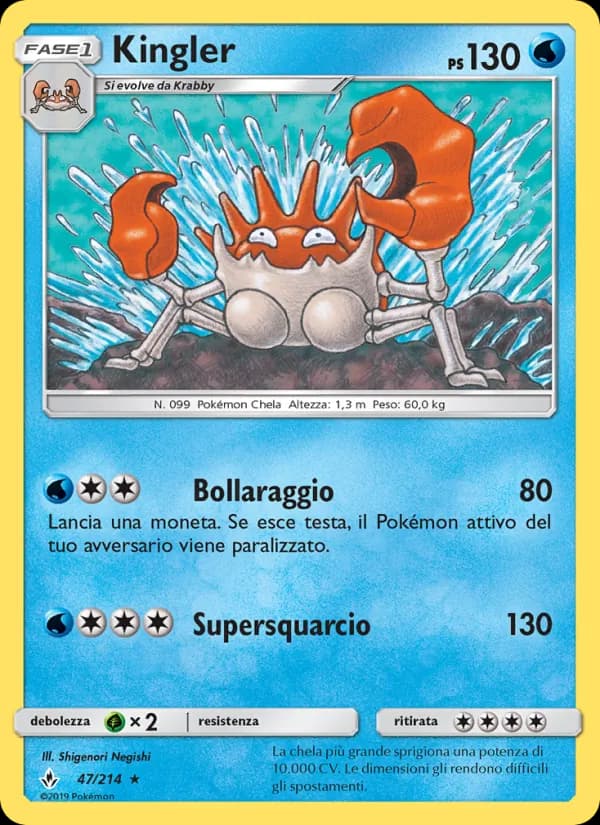 Kingler card in Italian