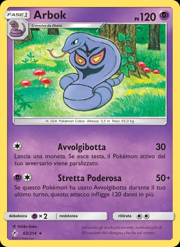 Arbok card in Italian