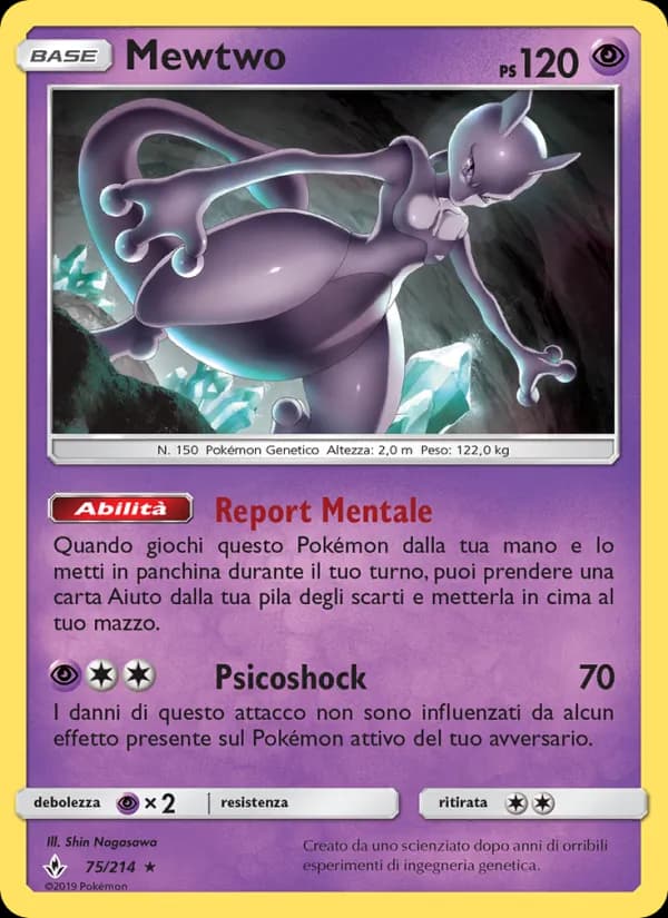 Mewtwo card in Italian