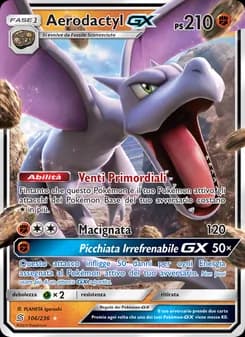 Aerodactyl GX card in Italian