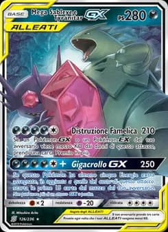 Mega Sableye e Tyranitar GX card in Italian