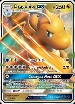 Dragonite GX card in Italian