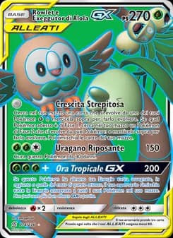 Rowlet e Exeggutor di Alola GX card in Italian