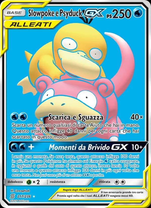 Slowpoke e Psyduck GX card in Italian