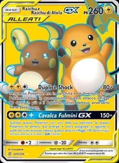 Raichu e Raichu di Alola GX card in Italian