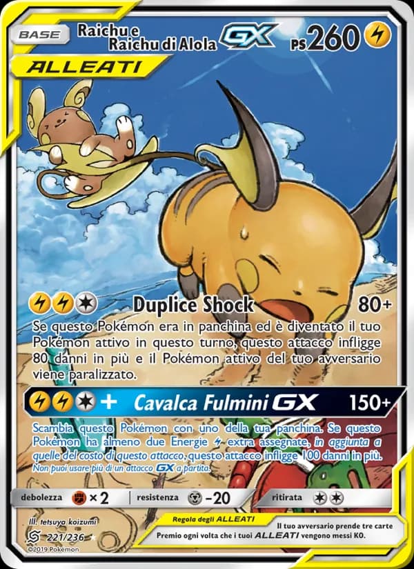 Raichu e Raichu di Alola GX card in Italian