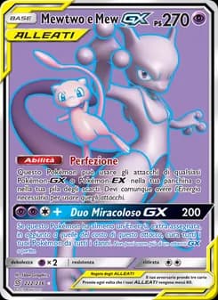 Mewtwo e Mew GX card in Italian