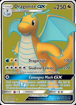 Dragonite GX card in Italian