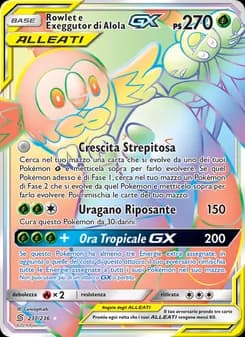 Rowlet e Exeggutor di Alola GX card in Italian