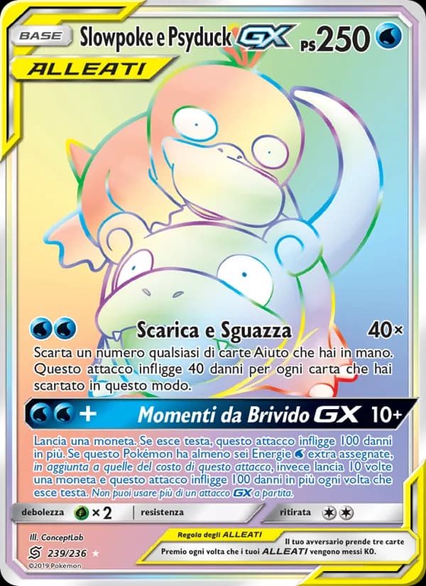 Slowpoke e Psyduck GX card in Italian