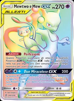 Mewtwo e Mew GX card in Italian