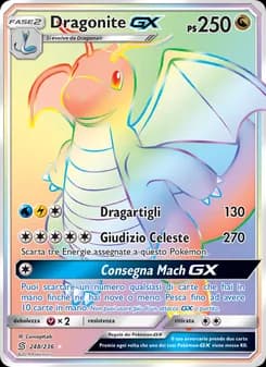 Dragonite GX card in Italian