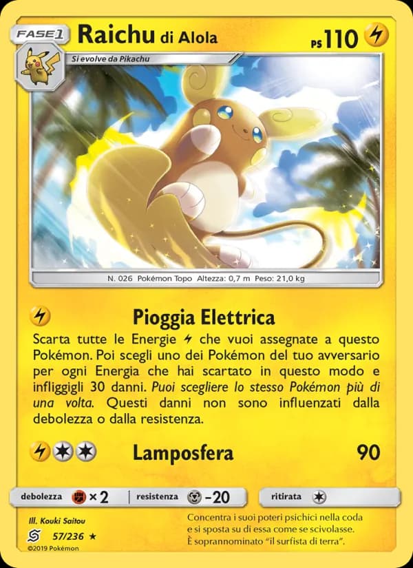 Raichu di Alola card in Italian