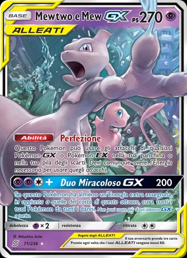 Mewtwo e Mew GX card in Italian