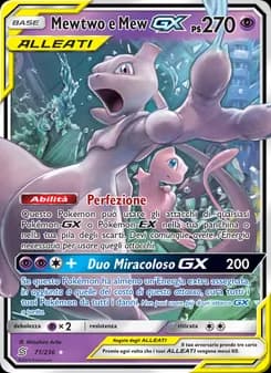 Mewtwo e Mew GX card in Italian
