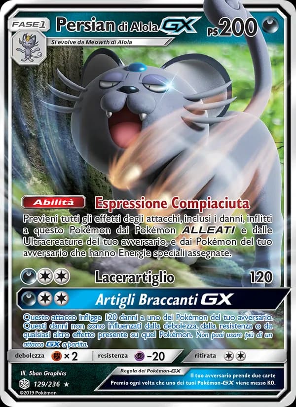 Persian di Alola GX card in Italian
