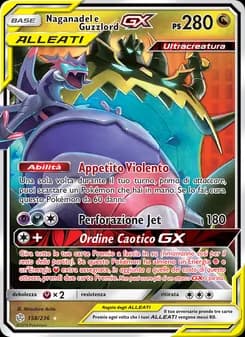 Naganadel e Guzzlord GX card in Italian
